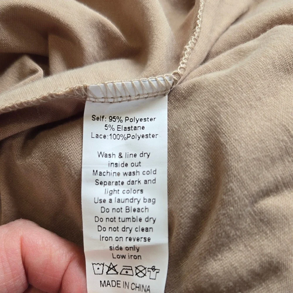Mia Joy Maxi Dress Girl 14 Taupe Lace Crochet Boho Romantic Cottagecore New